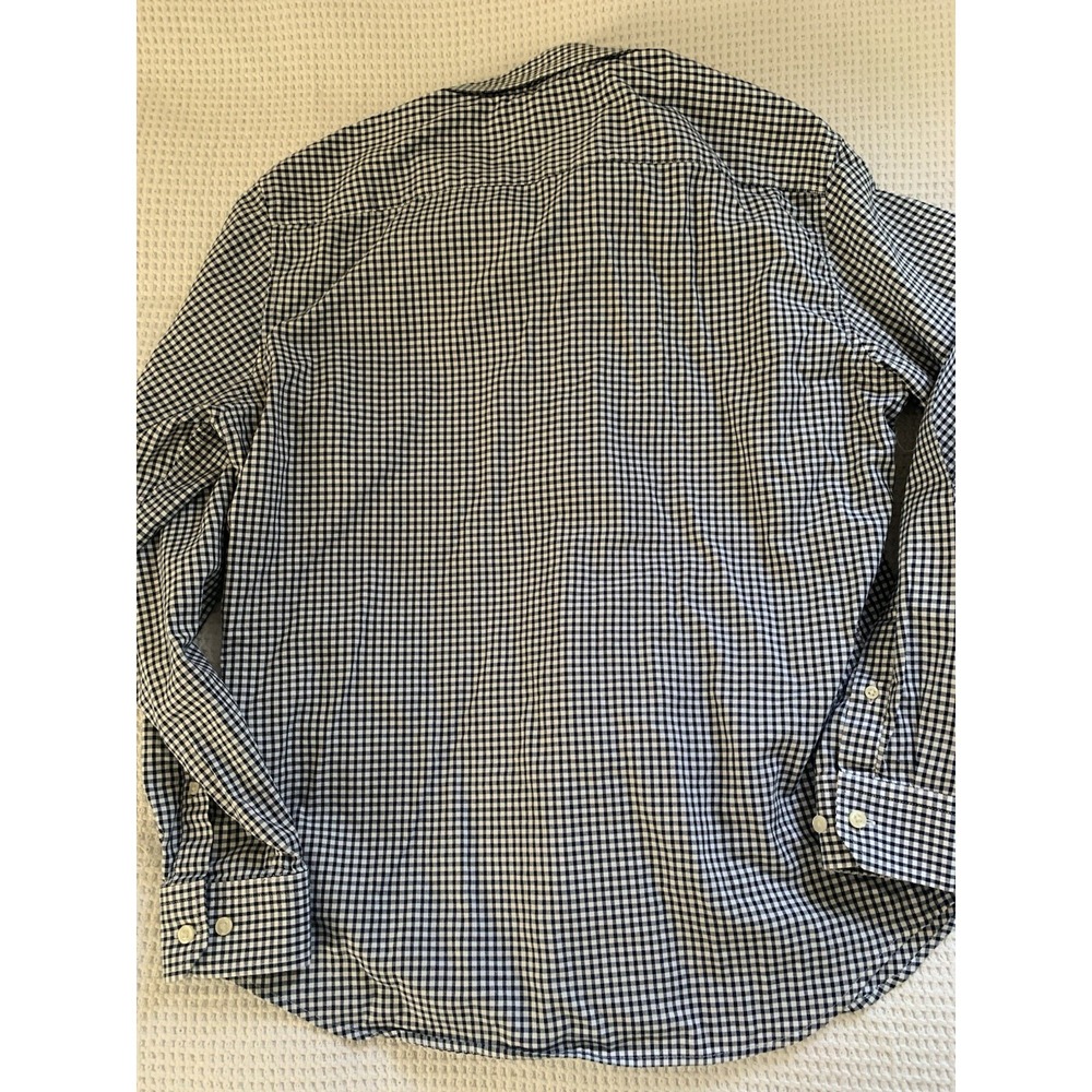 Banana Republic Shirt Men's Large L Untucked Fit White Blue Checked - Picture 8 of 11